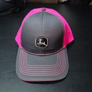 Pink & Grey John Deere Truck Hat
